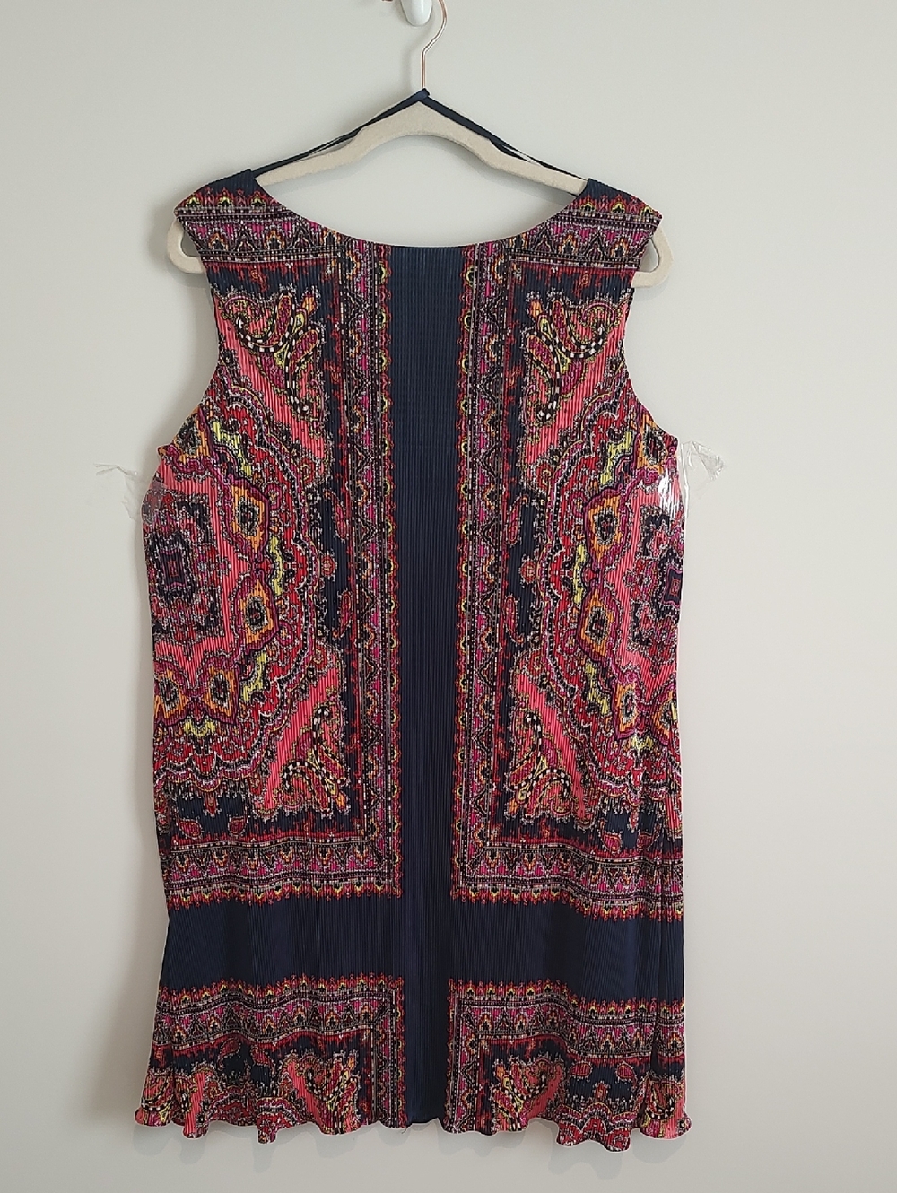 Sleeveless Abstract  Boho Festival Retro Resort Pleated Flowy Gauze Dress
